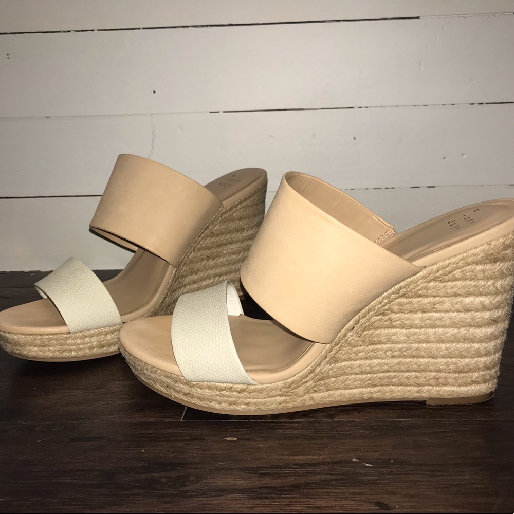 A New Day white and taupe heels